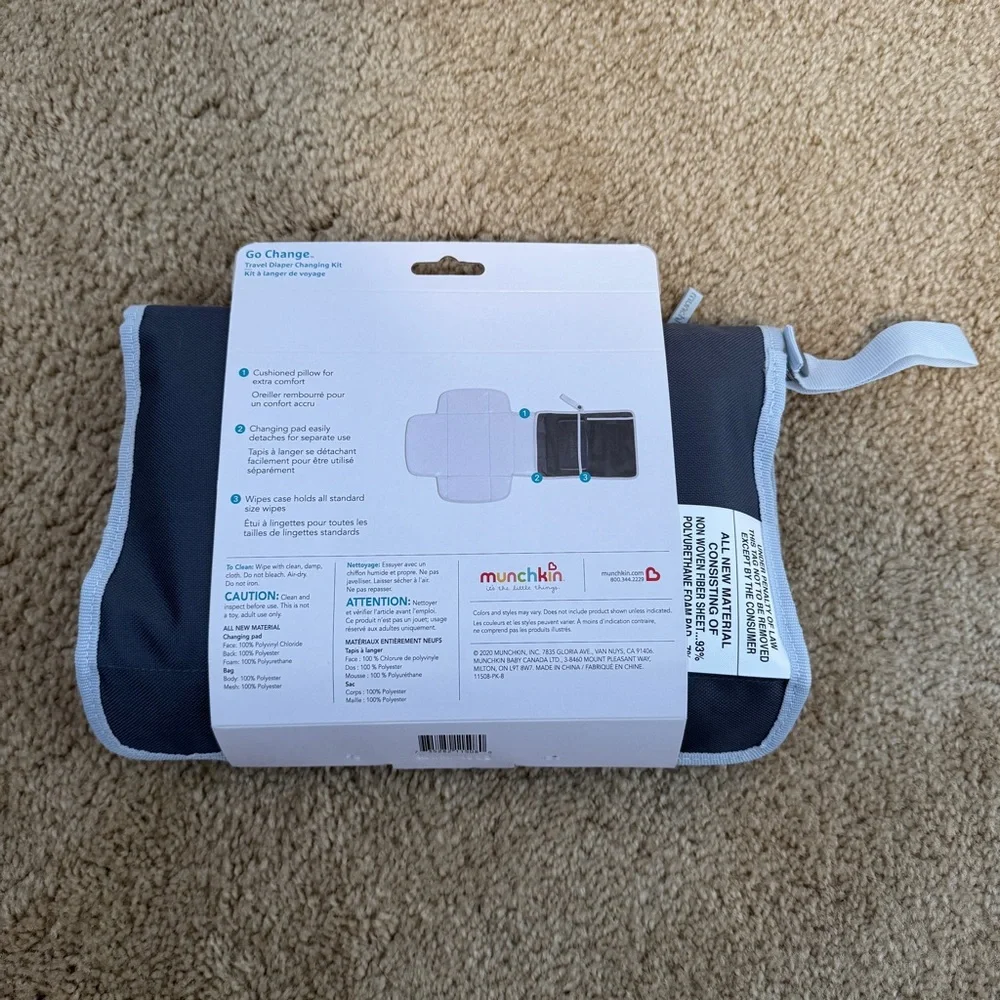Munchkin Gray Travel Diaper Changing Kit NWT